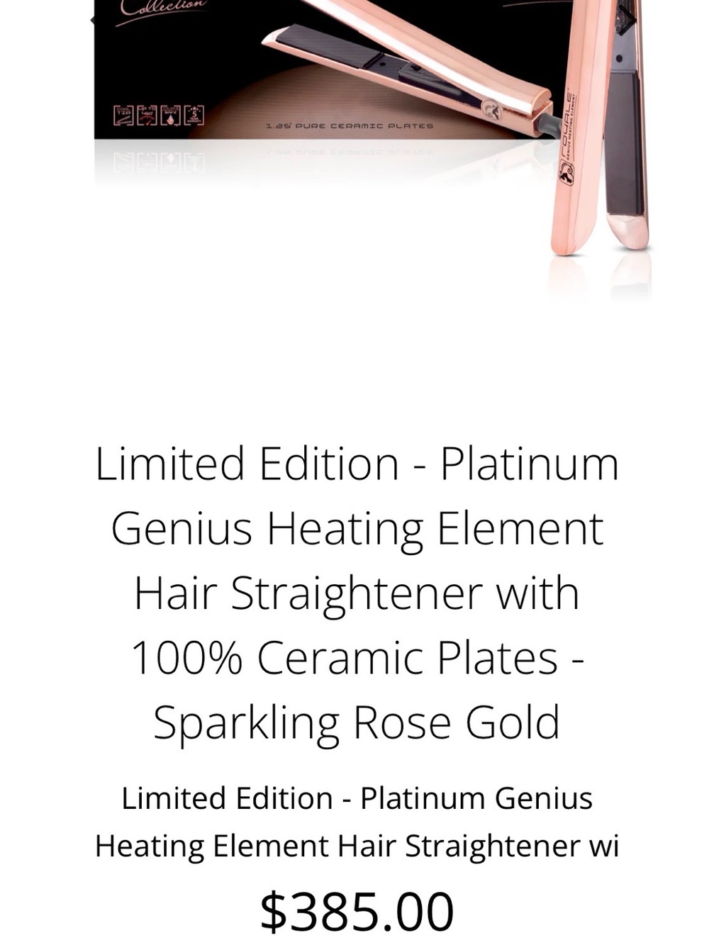 Sparkling Rose Gold Hair Straightener with Ceramic Plates